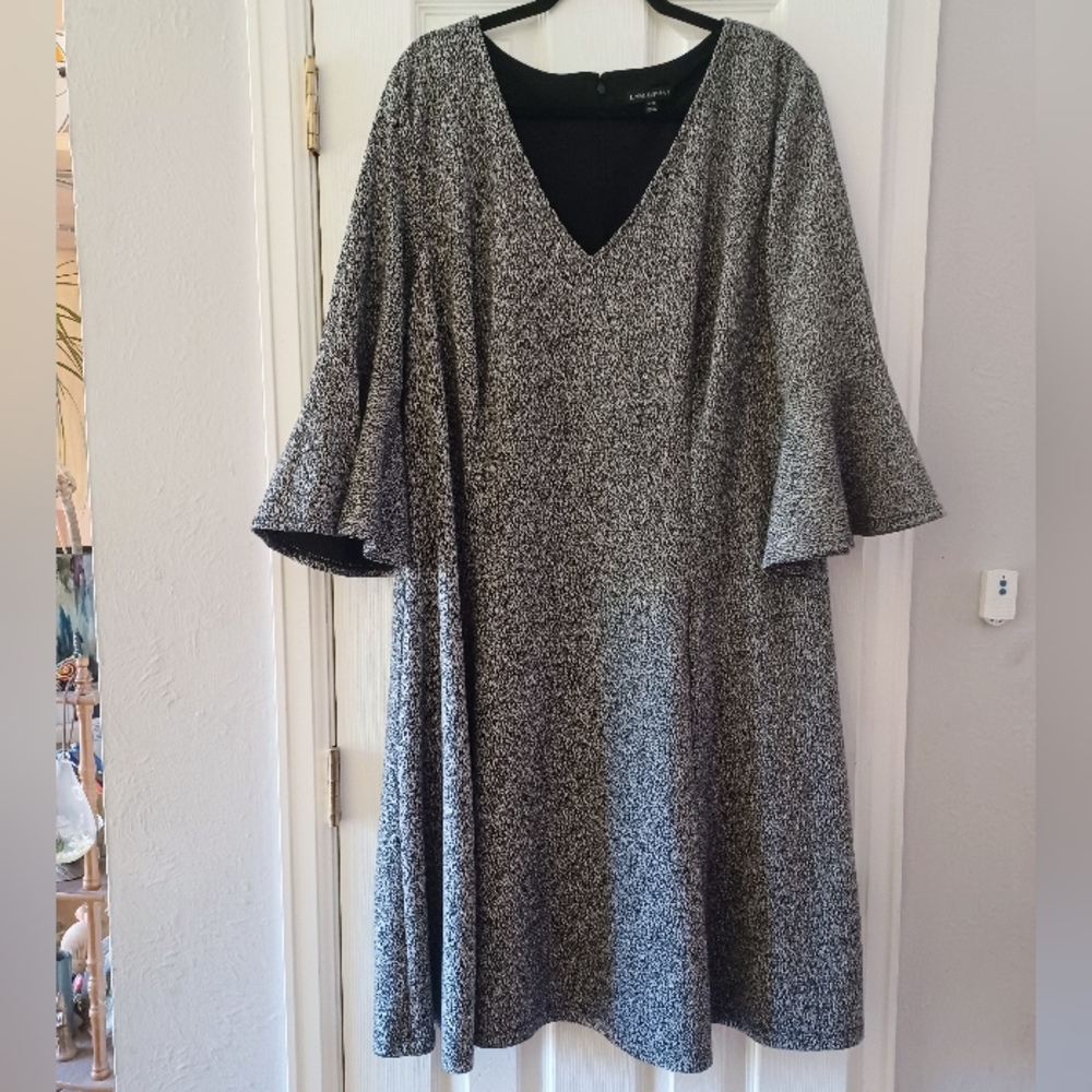 EUC Lane Bryant Fit n' Flare Sweater Dress with Bell Sleeves